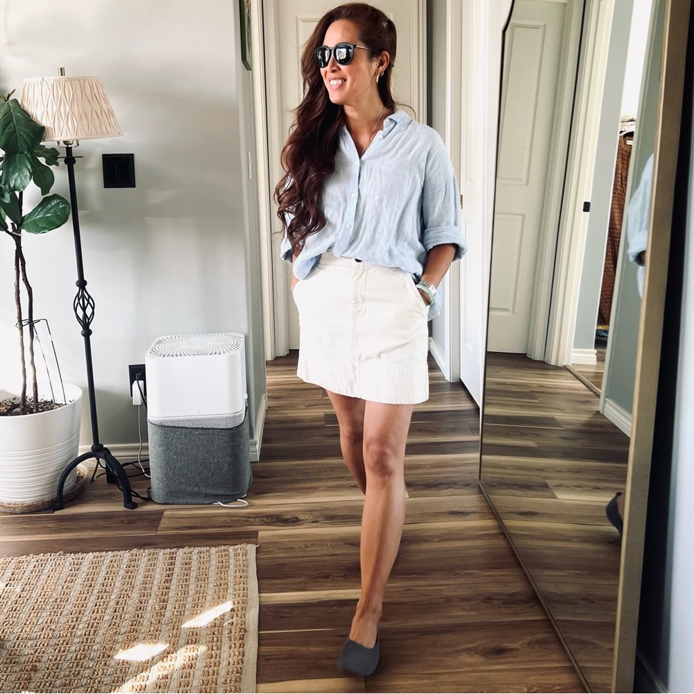 Everlane Size 2 Bone White Denim Mini Skirt Cotton